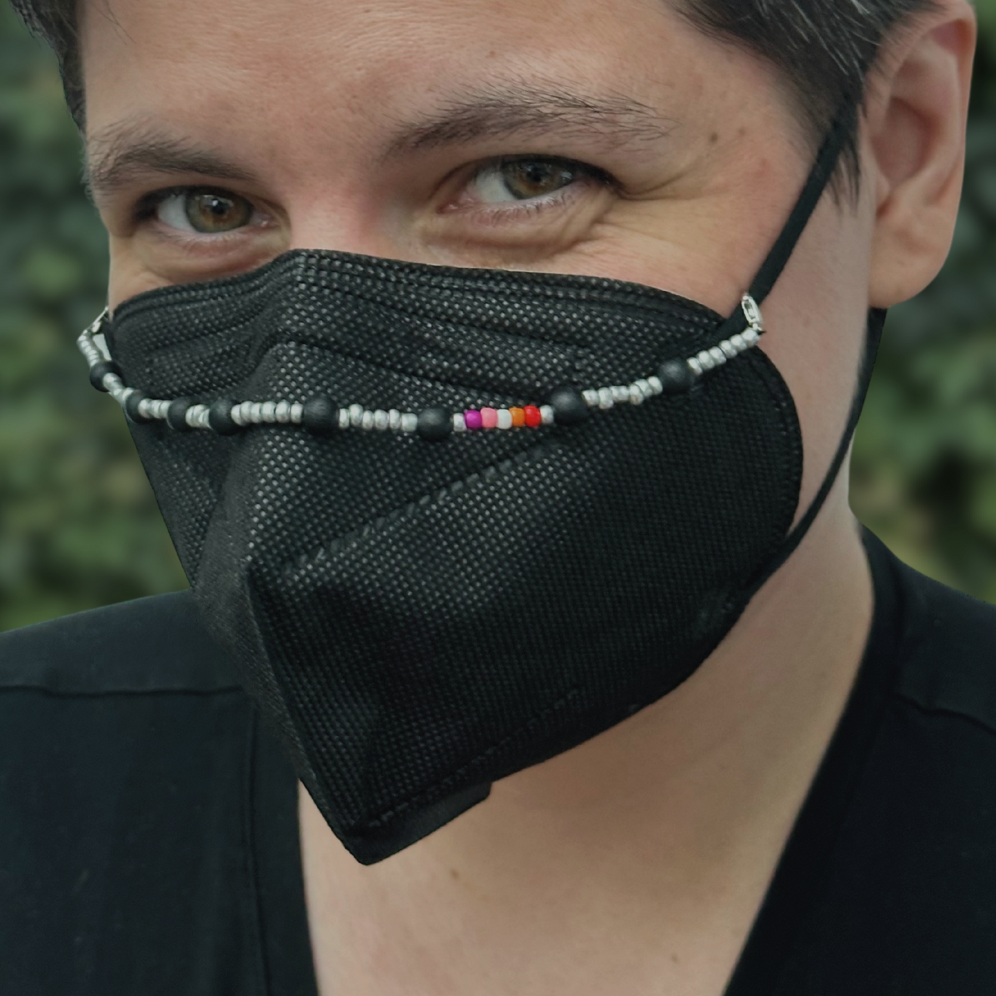 silver & black lesbian mask chain