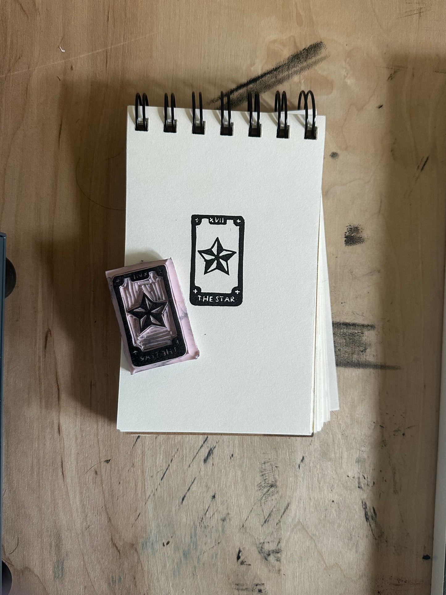 mini tarot linoprint keychains