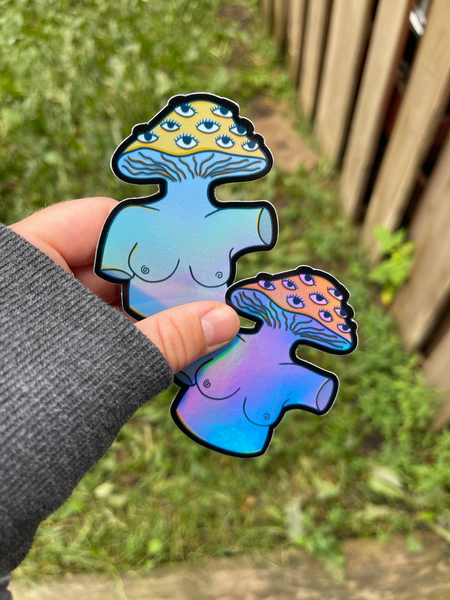 my eyes are up here holo sticker