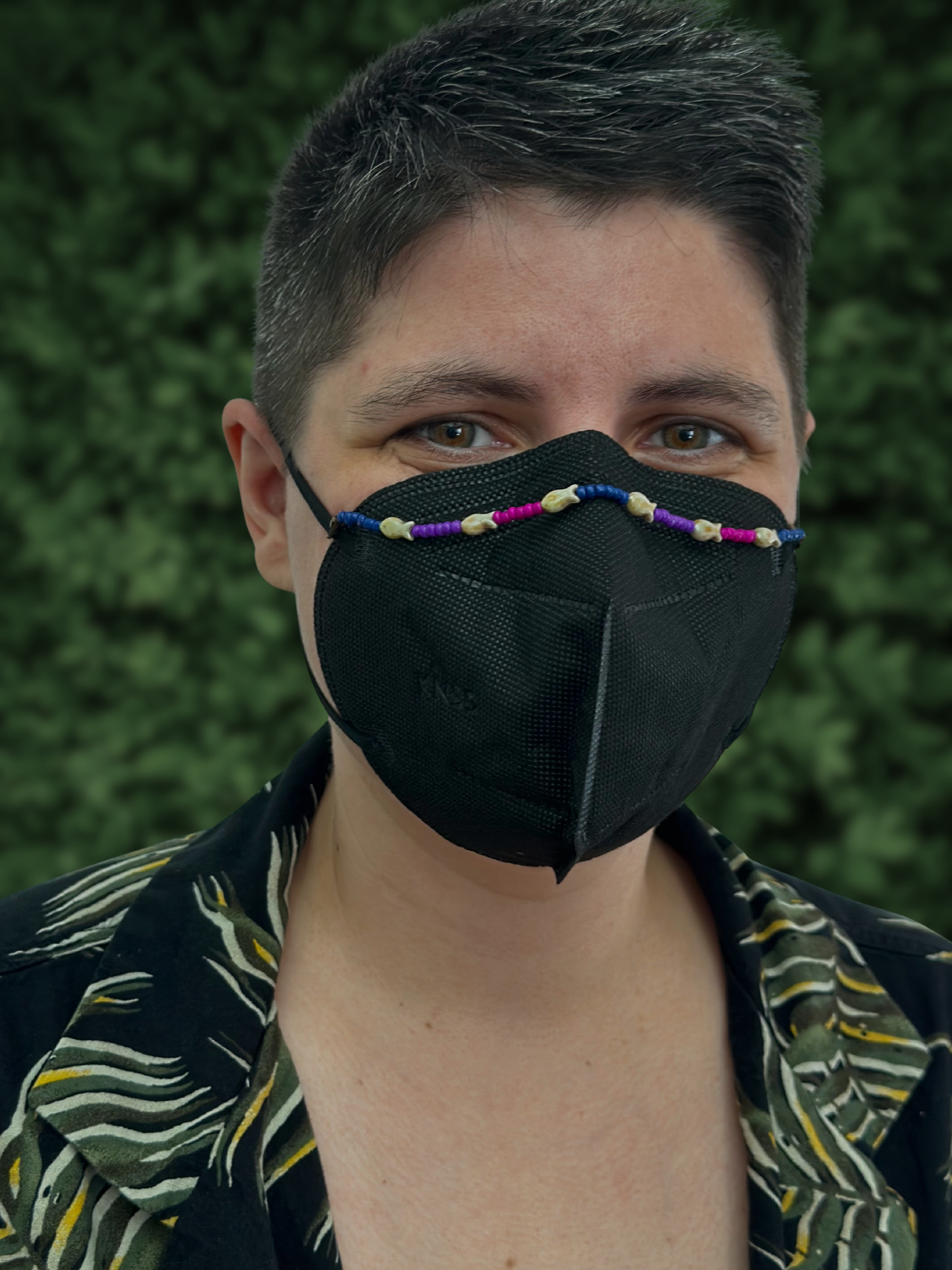 bi flag fishy beaded mask chain