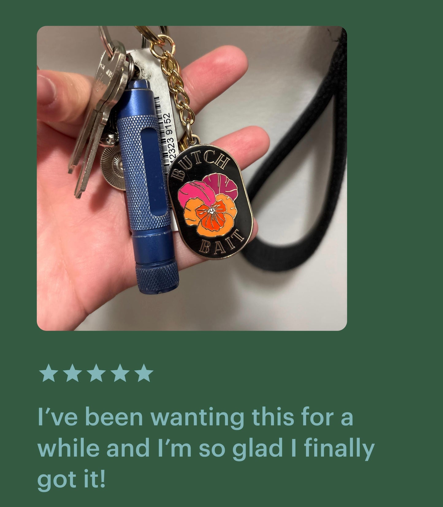 butch bait pansy keychain