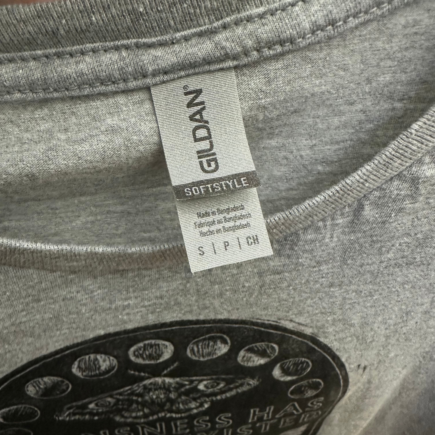 ode to our transcestors block print grey tee (s)