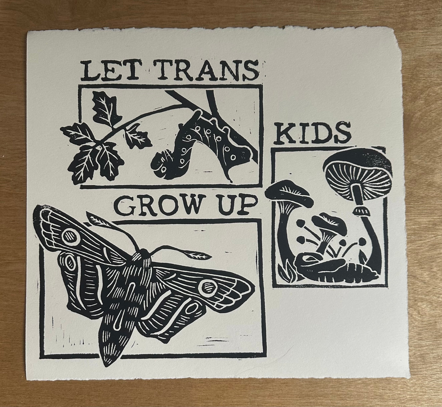 let trans kids grow up block print