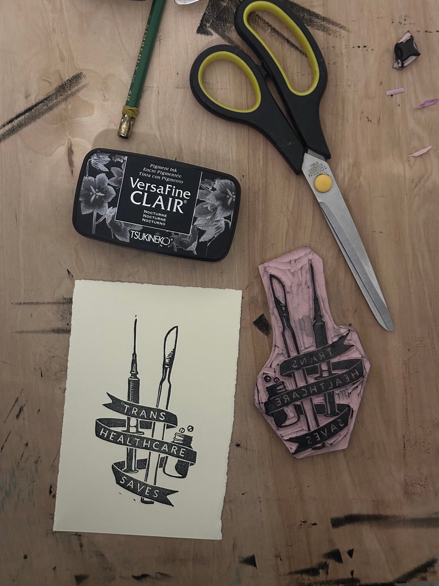 trans healthcare saves block print sticker