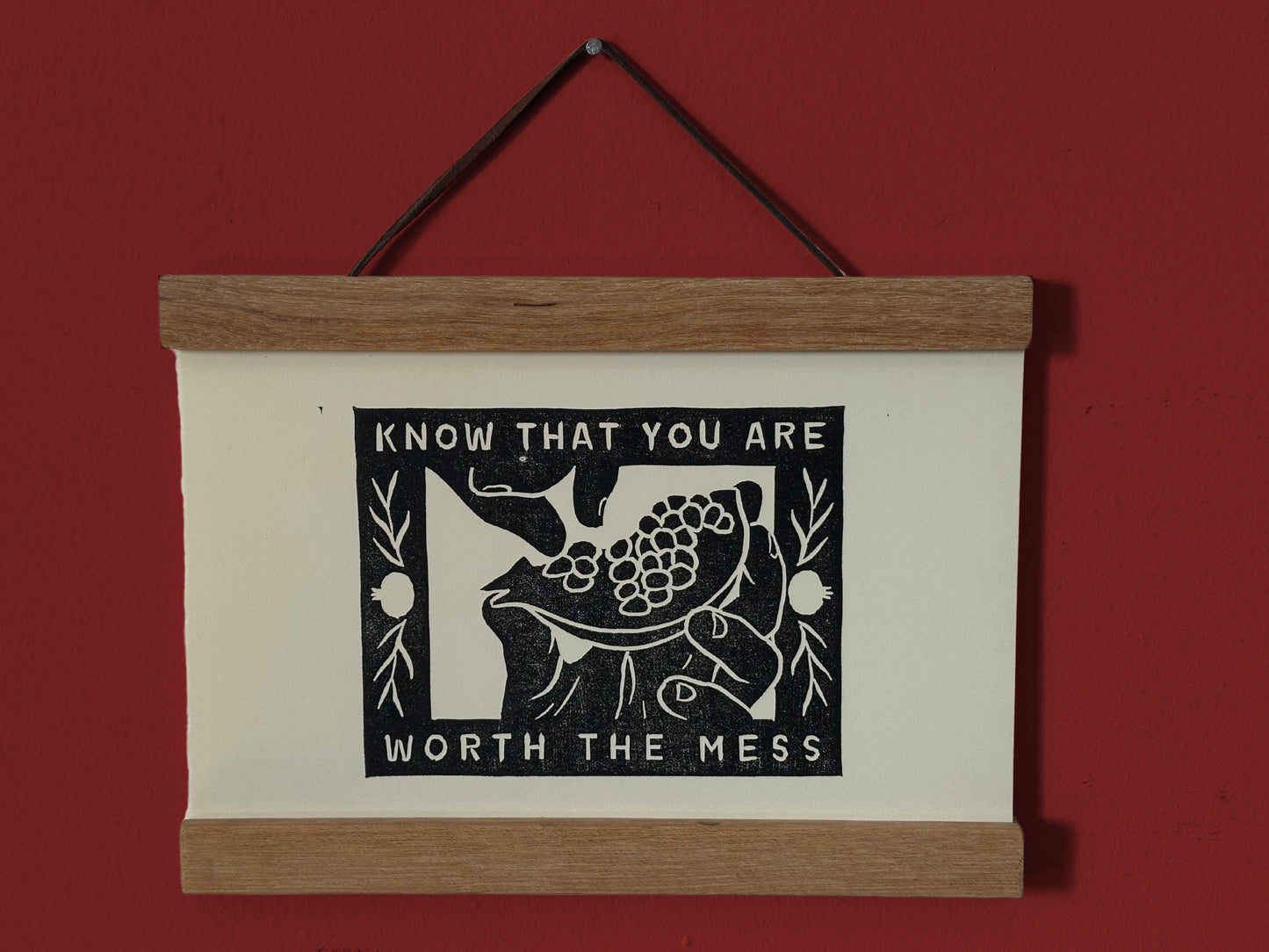 pomegranate print 'messy to love'