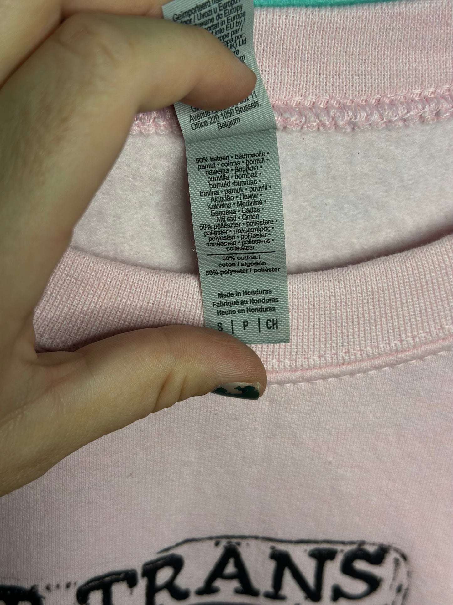 let trans kids grow up linoprinted pale pink sweatshirt (s)