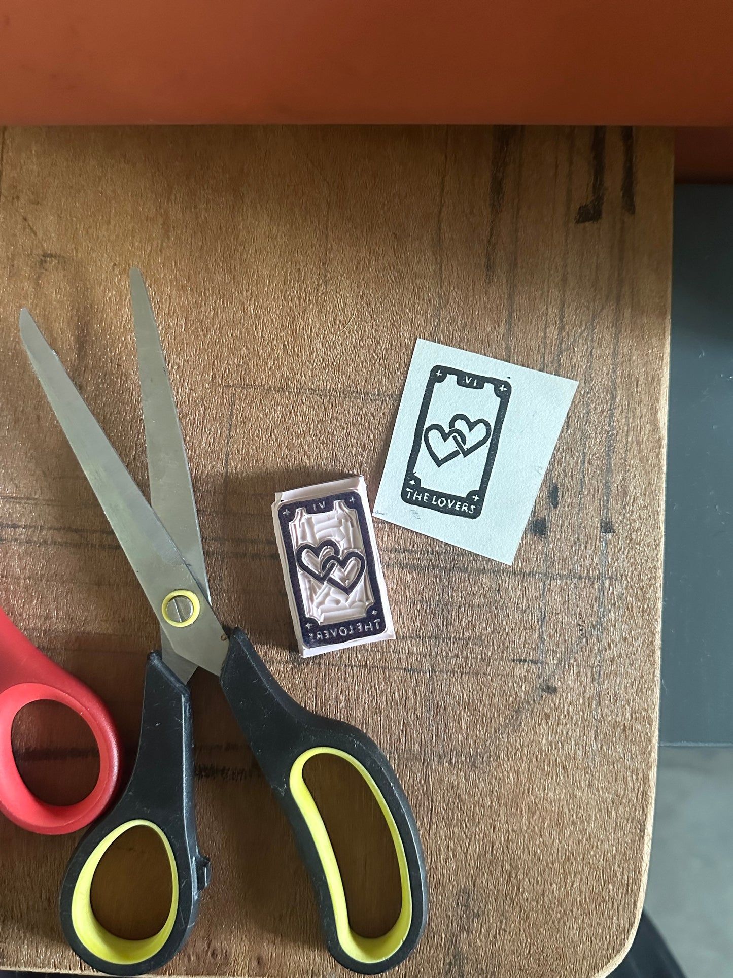 mini tarot linoprint keychains
