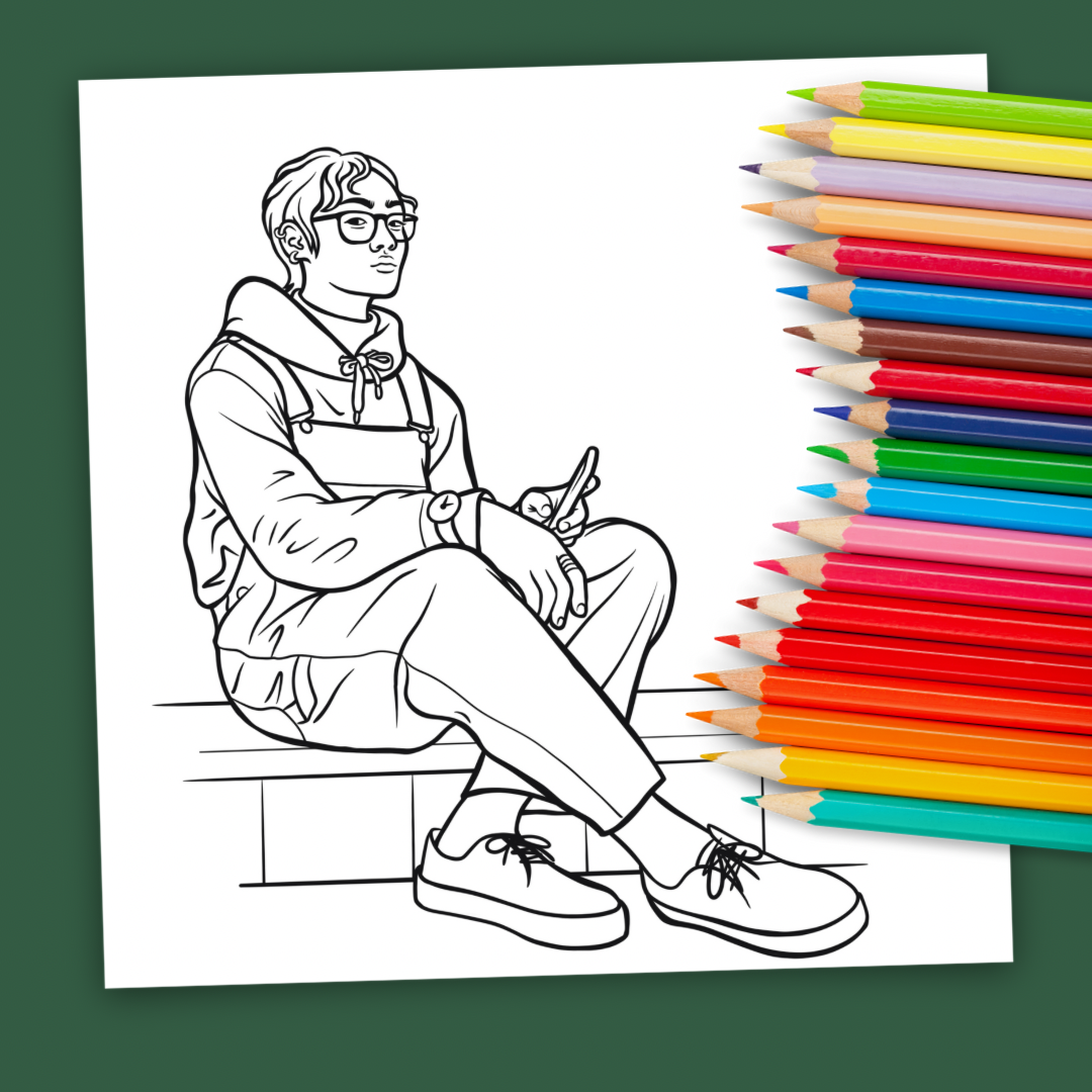 free sample from my upcoming 'queer portraits' colouring book