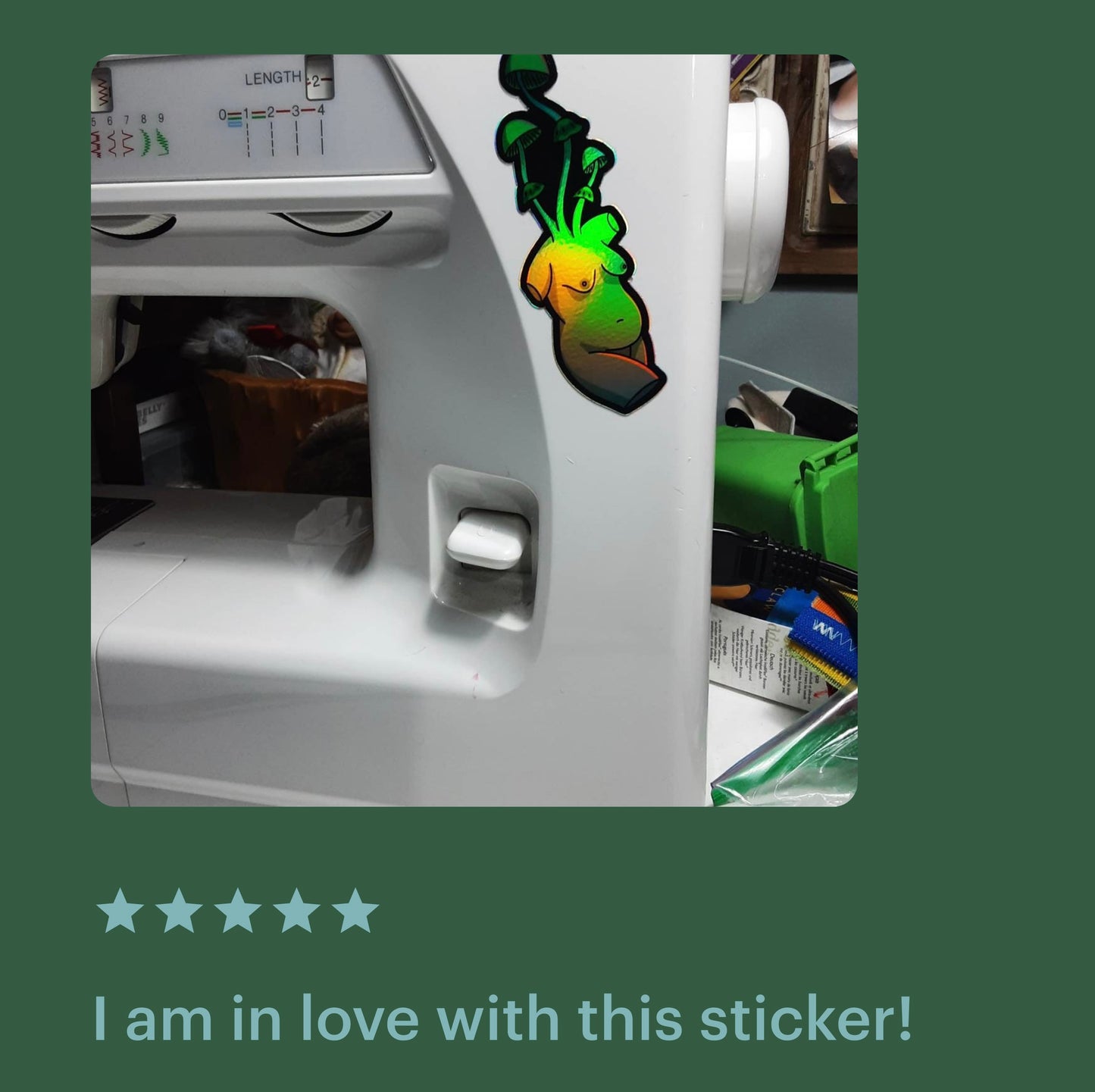 chubby mushroom holo sticker