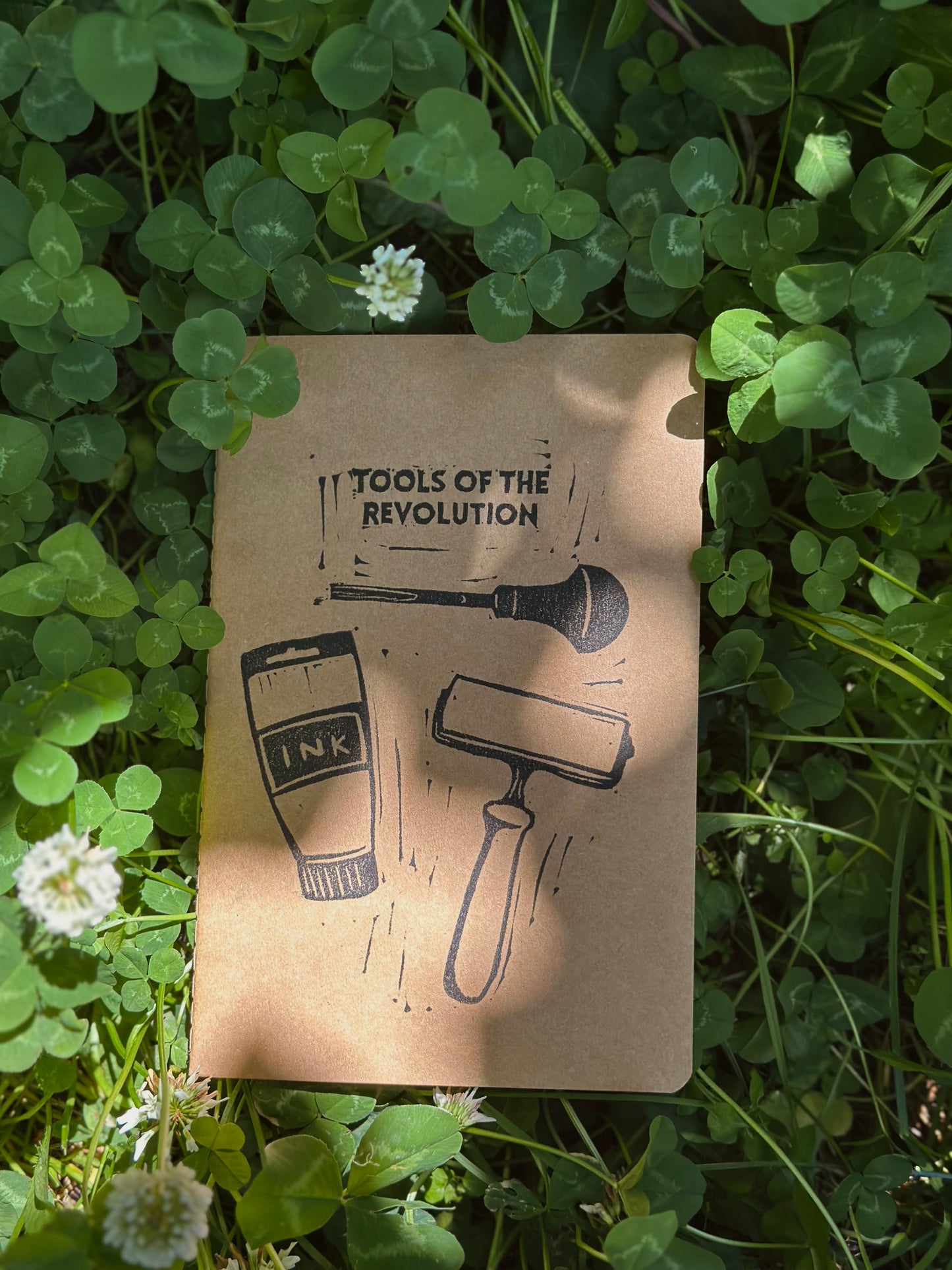 tools of the revolution linoprinted sketchbook