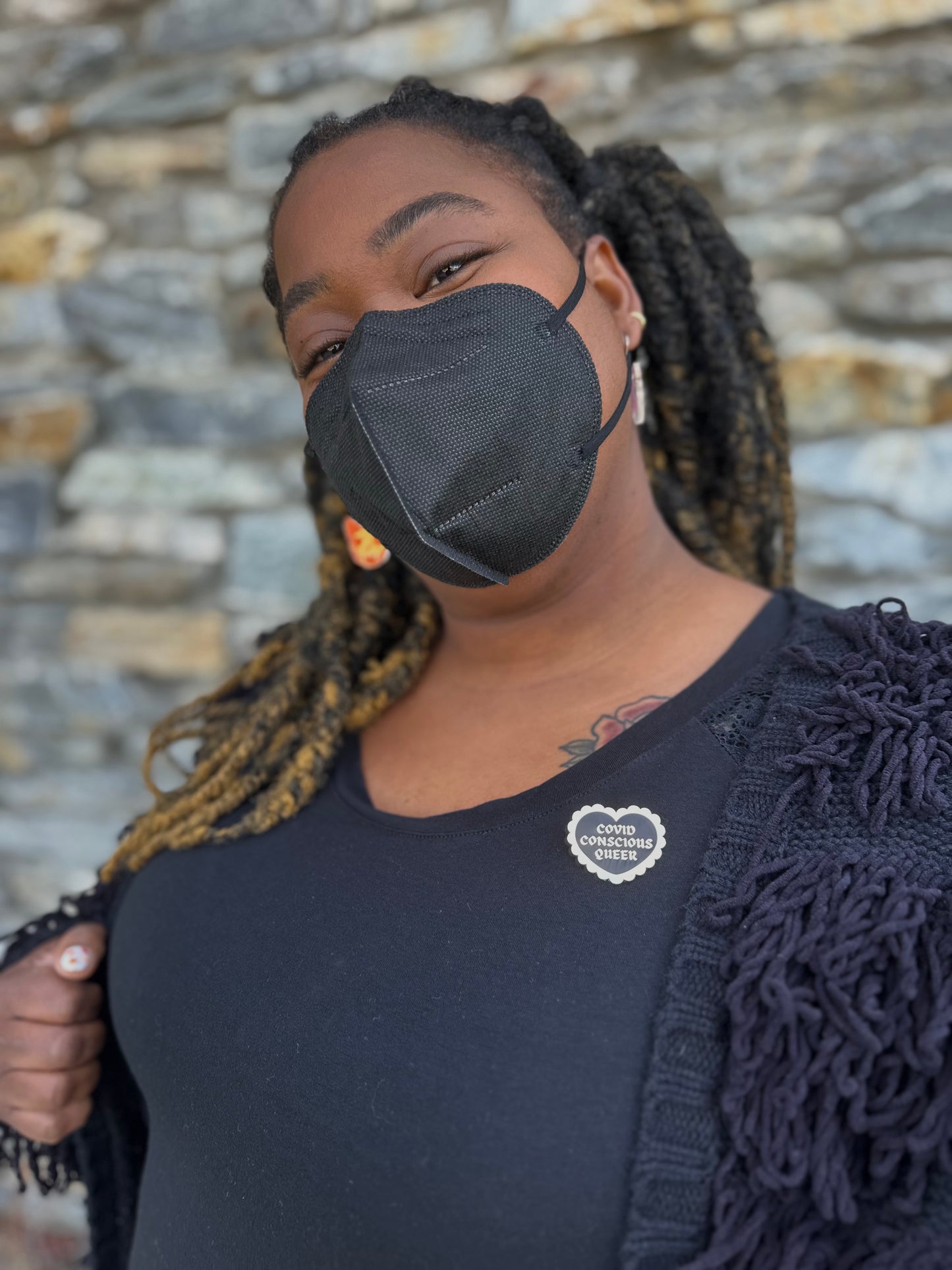 covid conscious queer enamel pin