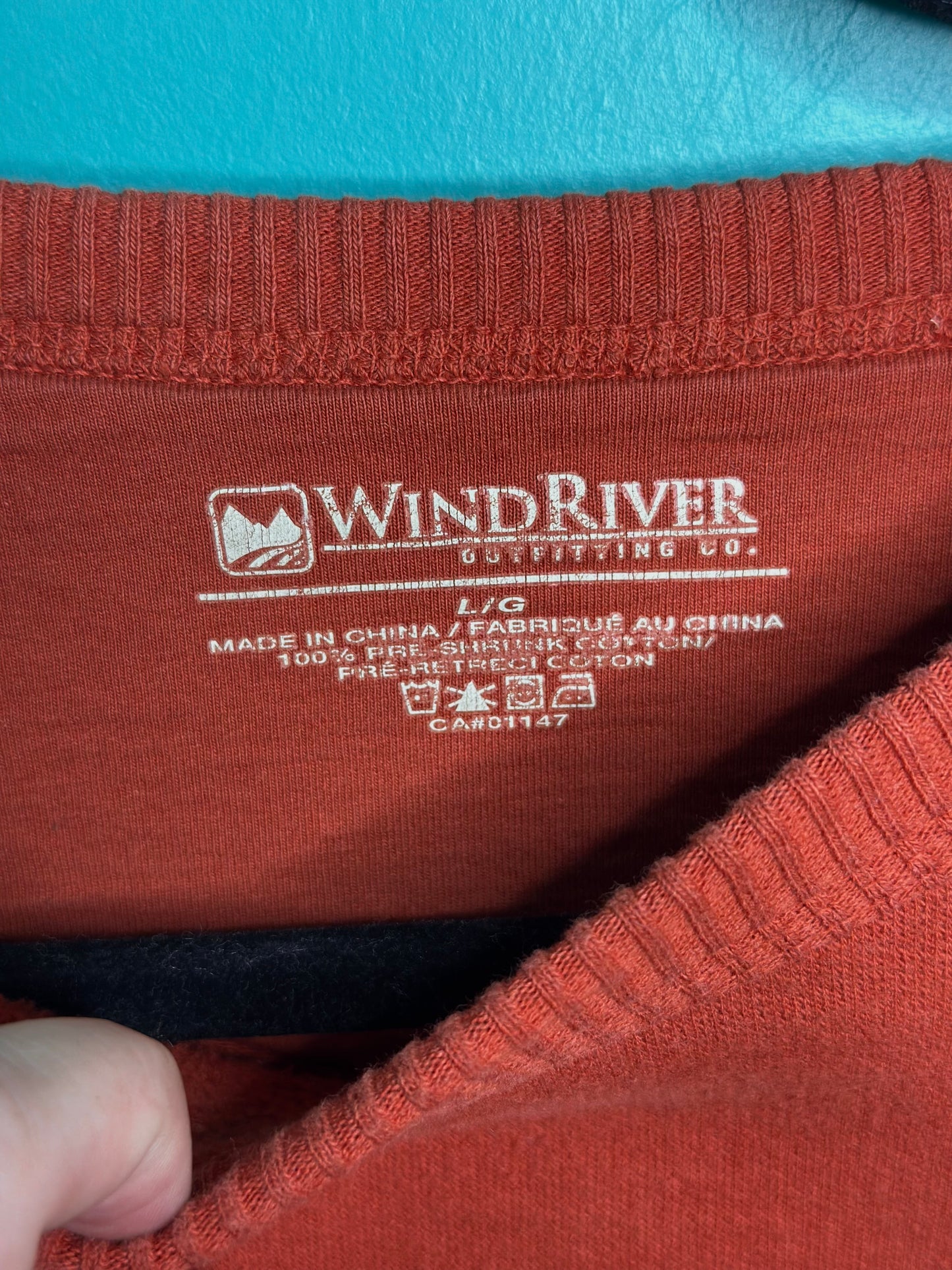 prairie rose linoprinted burnt orange sweatshirt (L)