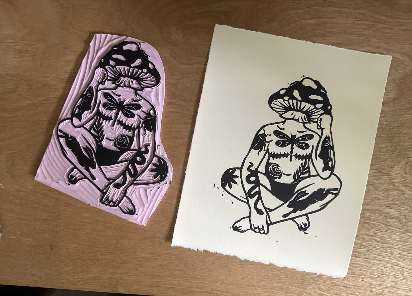 inked by nature block print