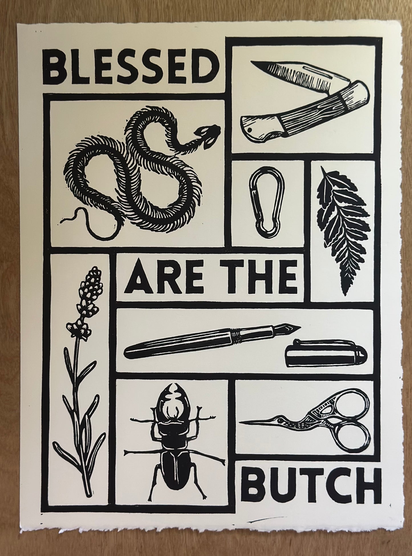 blessed are the butch block print