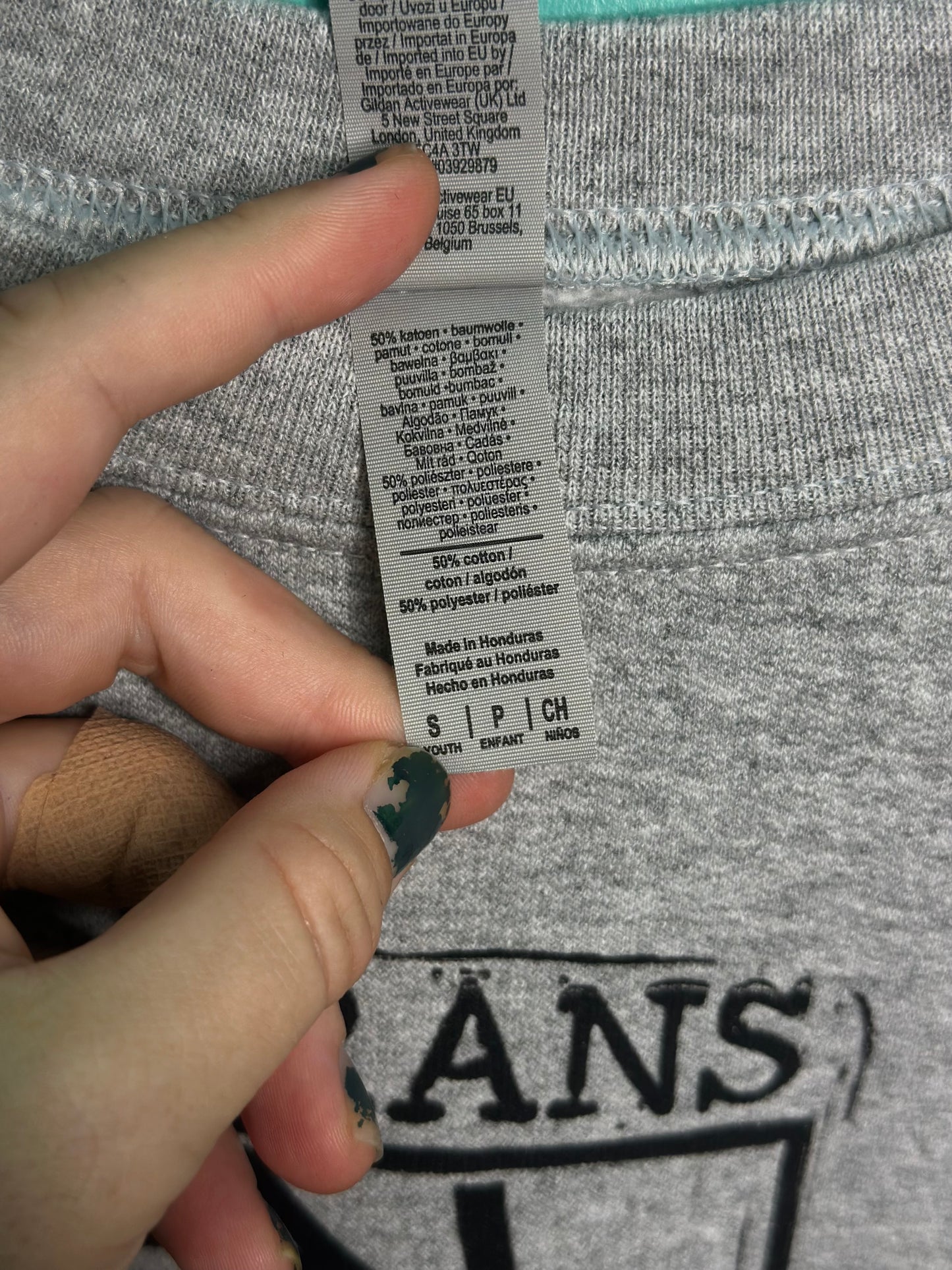 let trans kids grow up linoprinted grey crewneck (youth small)