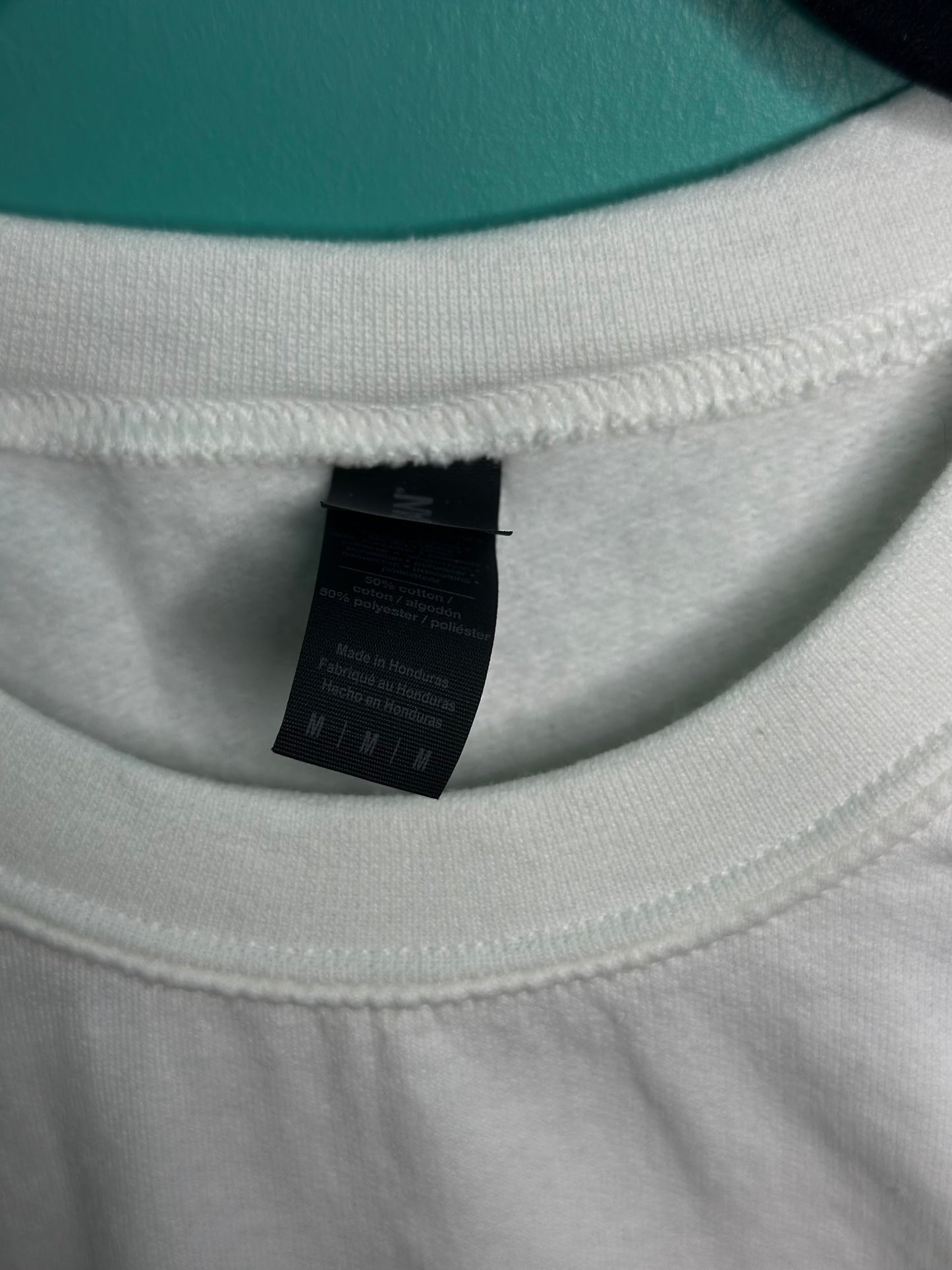 prairie rose linoprinted white sweatshirt (m)