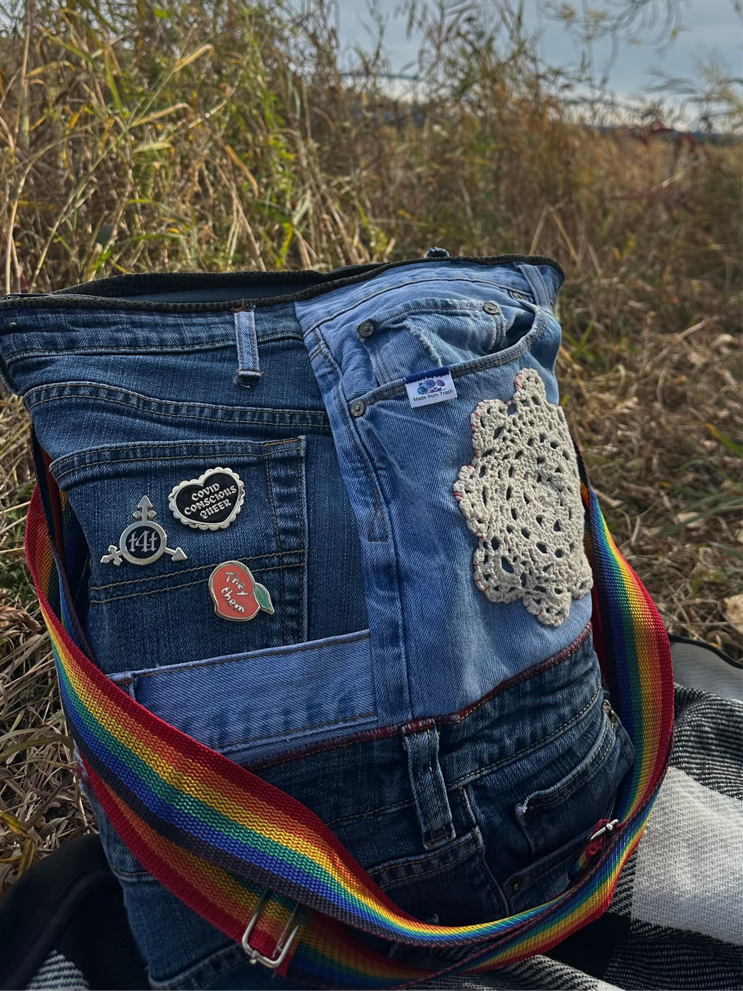 covid conscious queer enamel pin