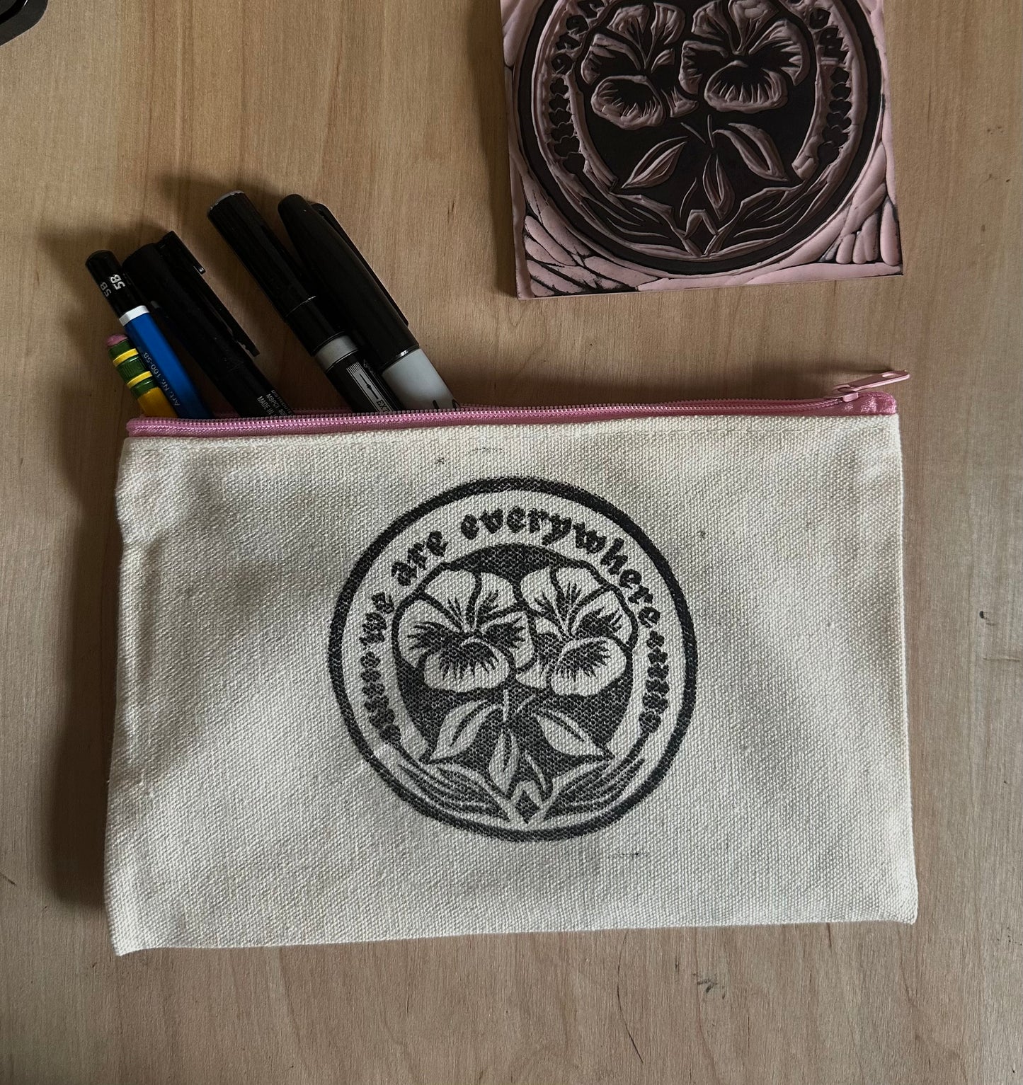 we are everywhere, pansy & lavender print pencil case