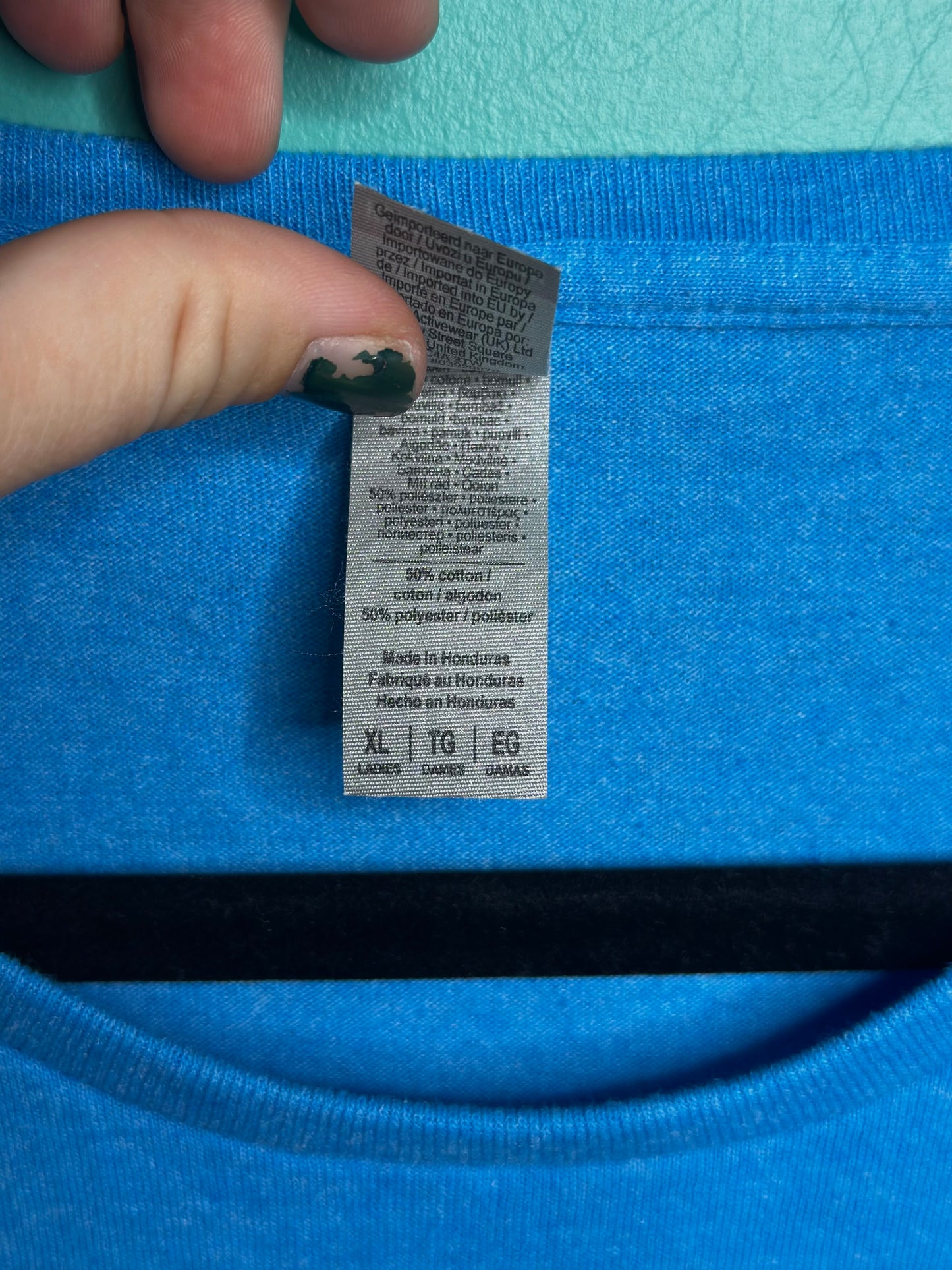 prairie rose linoprinted blue shirt (xl)