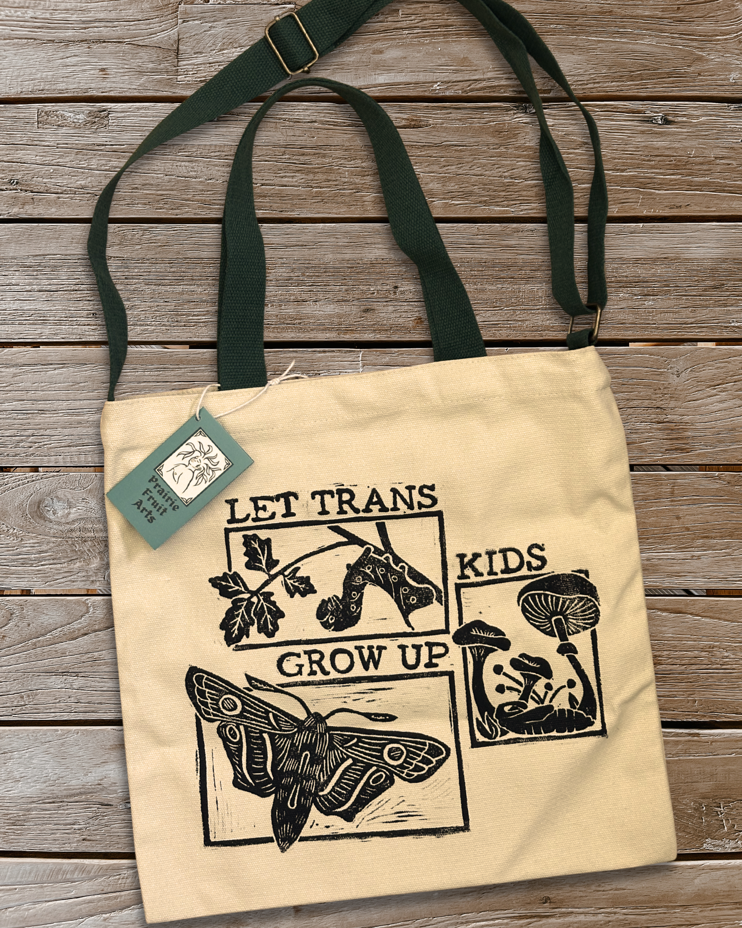 let trans kids grow up - linoprinted perfect tote