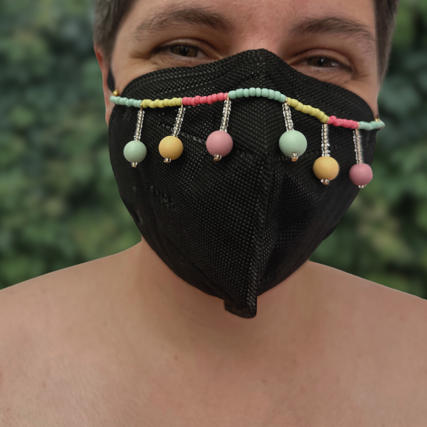 pastel pansexual beaded mask chain with bobbles