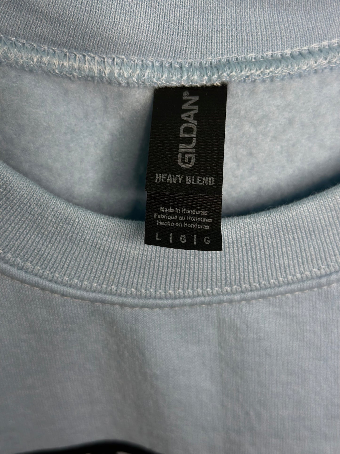 prairie rose linoprinted light blue sweatshirt (L)
