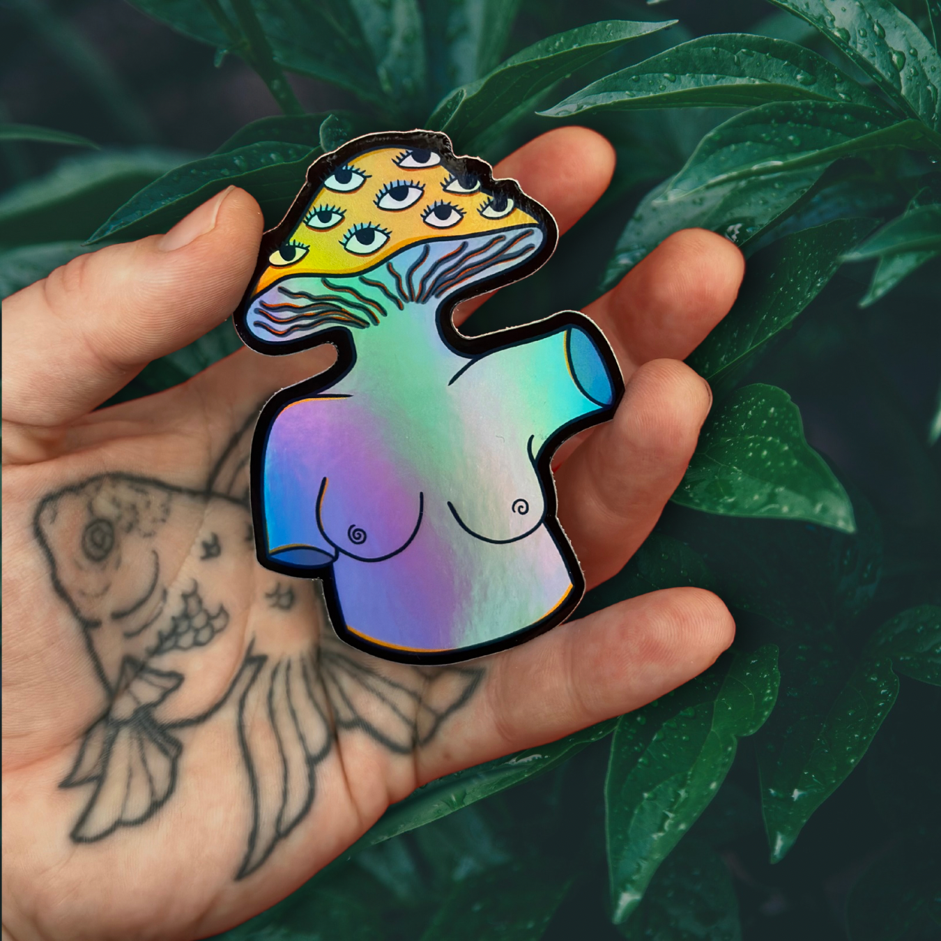 my eyes are up here holo sticker