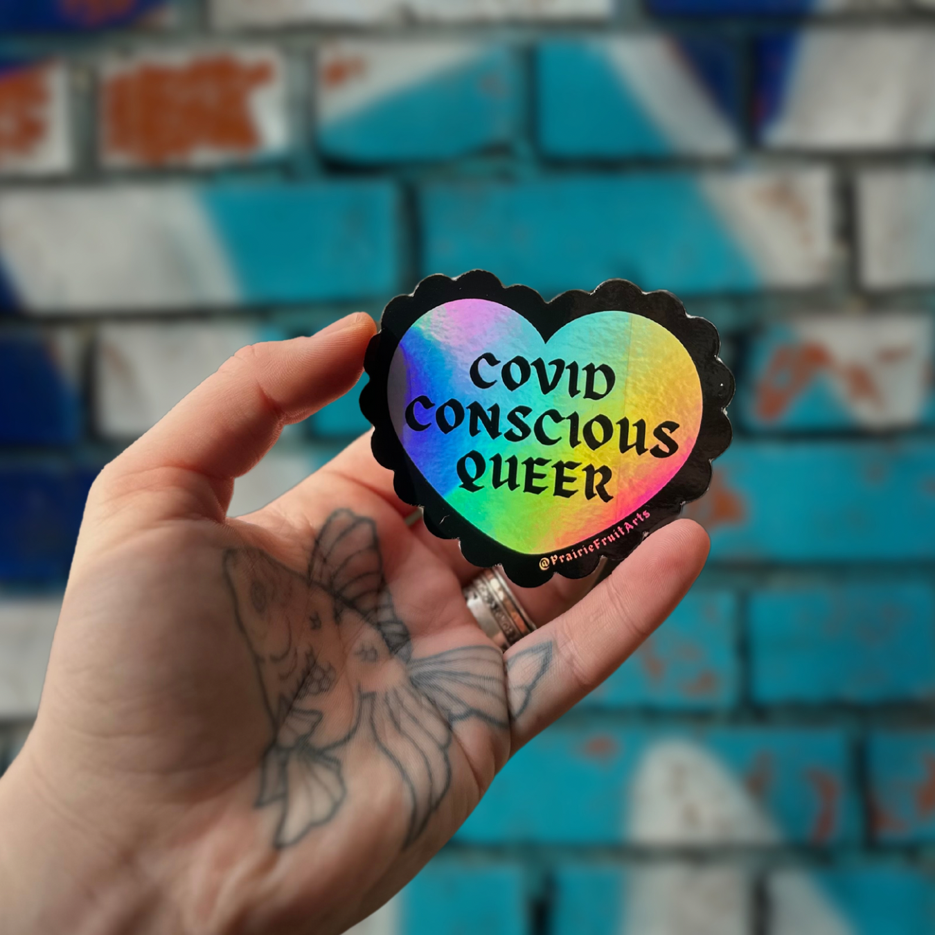 covid conscious queer holo sticker
