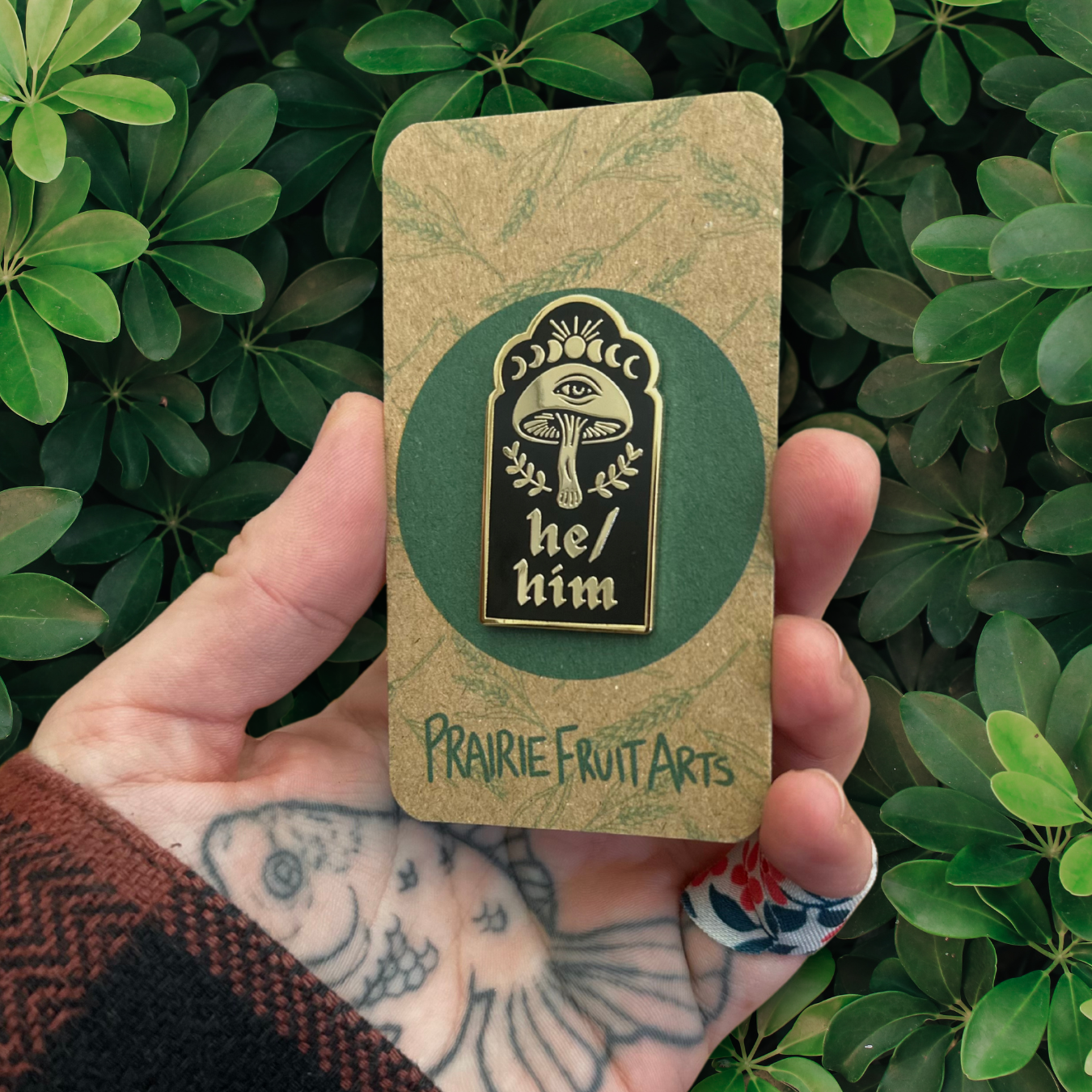 he/him mushroom pronoun pin