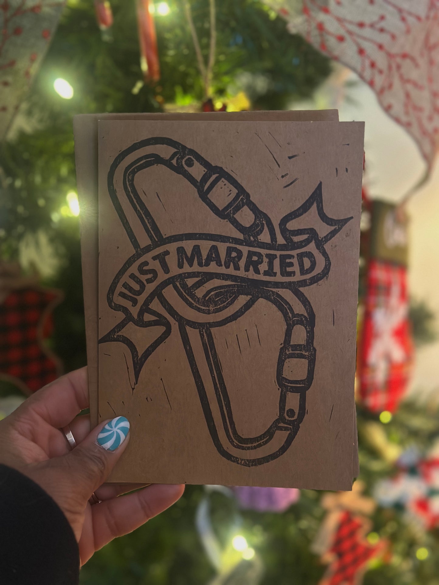 just married carabiner card