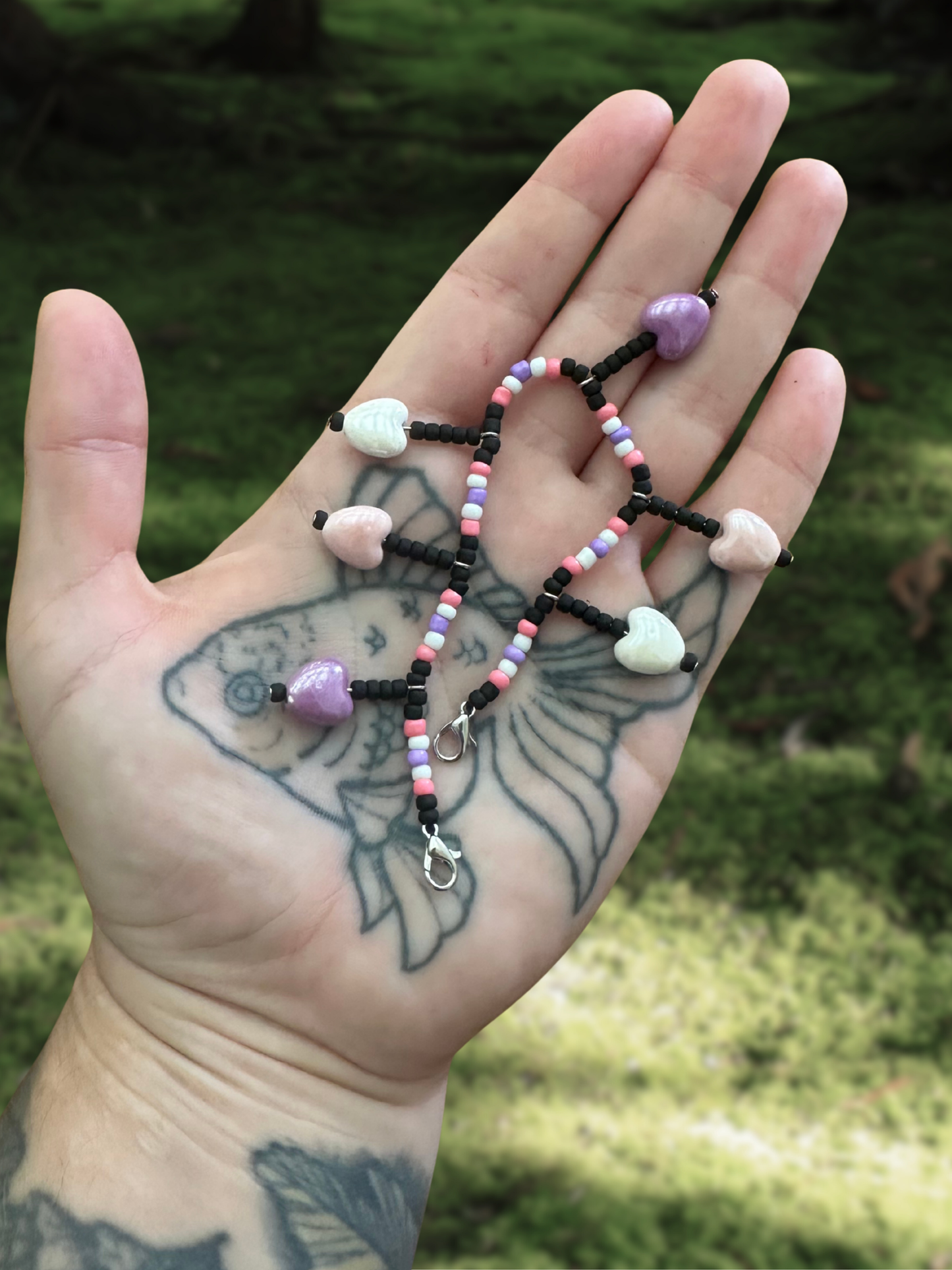 sapphic flag heart mask chain