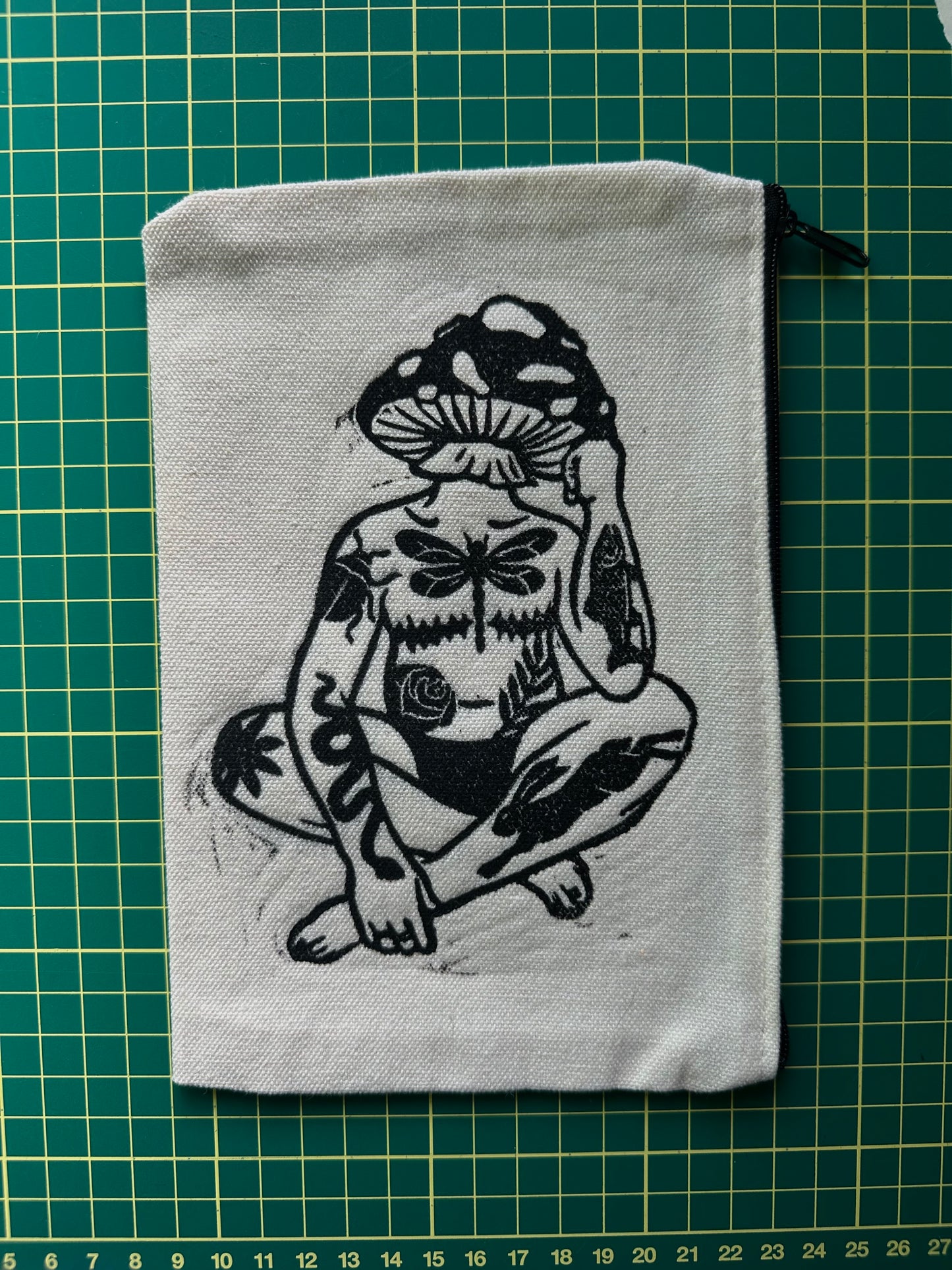 top surgery mushroom lino print pencil case
