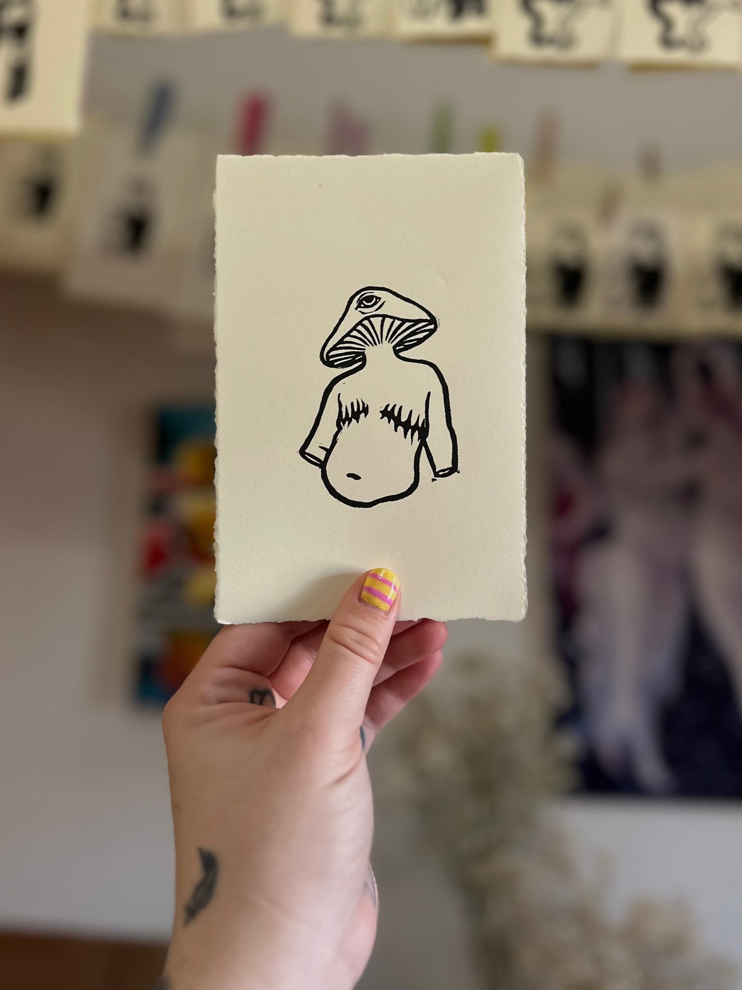 top surgery mushroom boy - linocut print