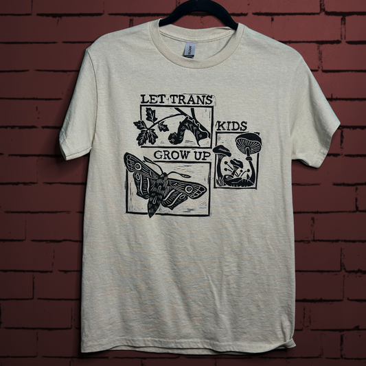 let trans kids grow up linoprinted stone shirt (S)