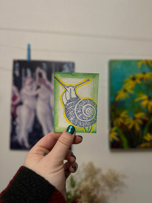 glowyy snail friend atc/aceo