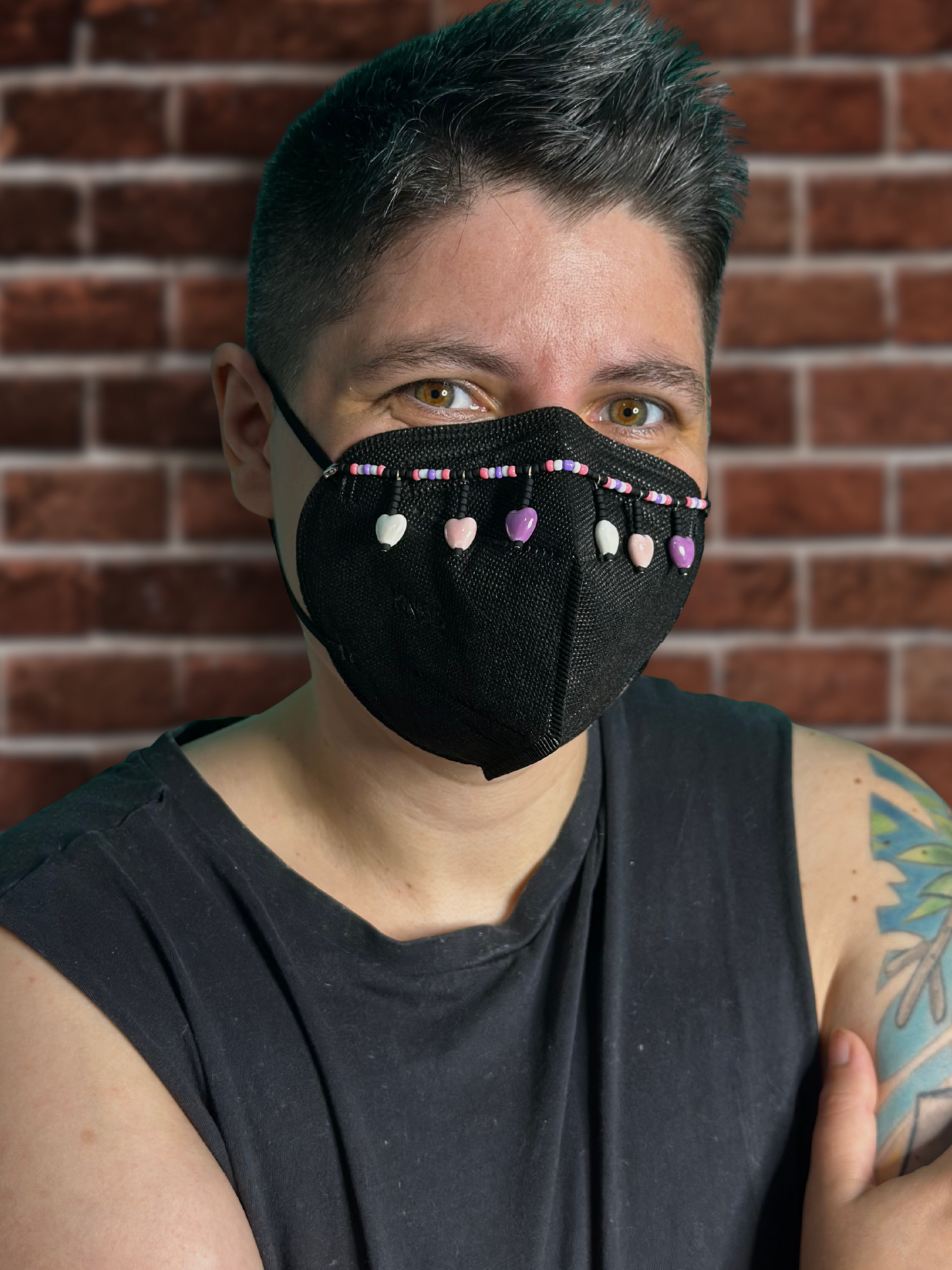 sapphic flag heart mask chain