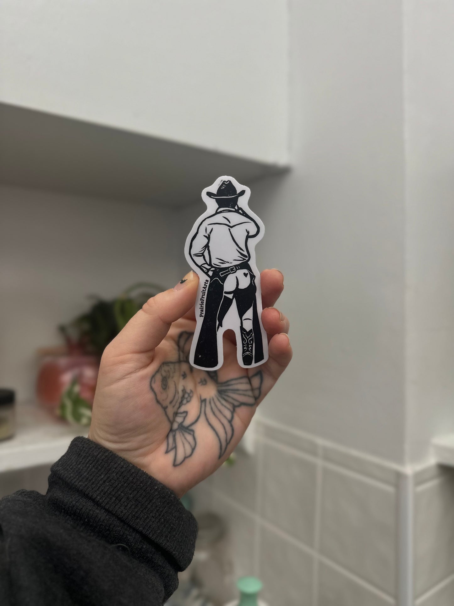 cheeky wrangler block print sticker