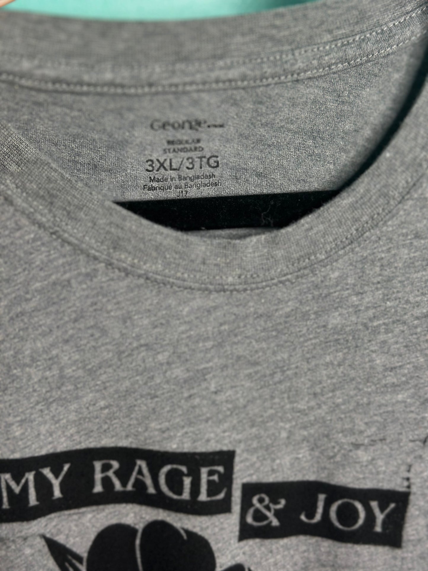 prairie rose linoprinted grey shirt (3xl)