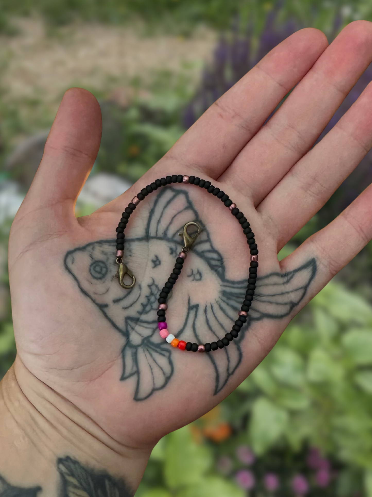 lesbian black beaded mask chain