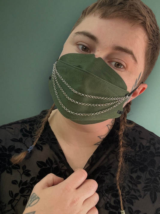 silver triple chain mask chain