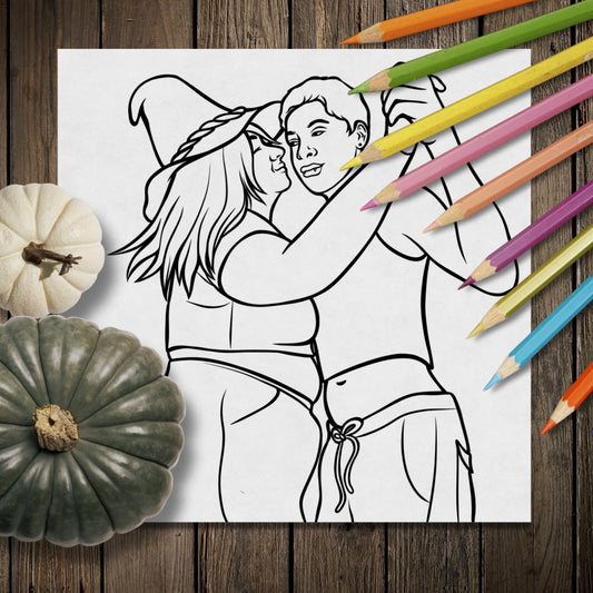 (free) romantic queer vampire colouring page