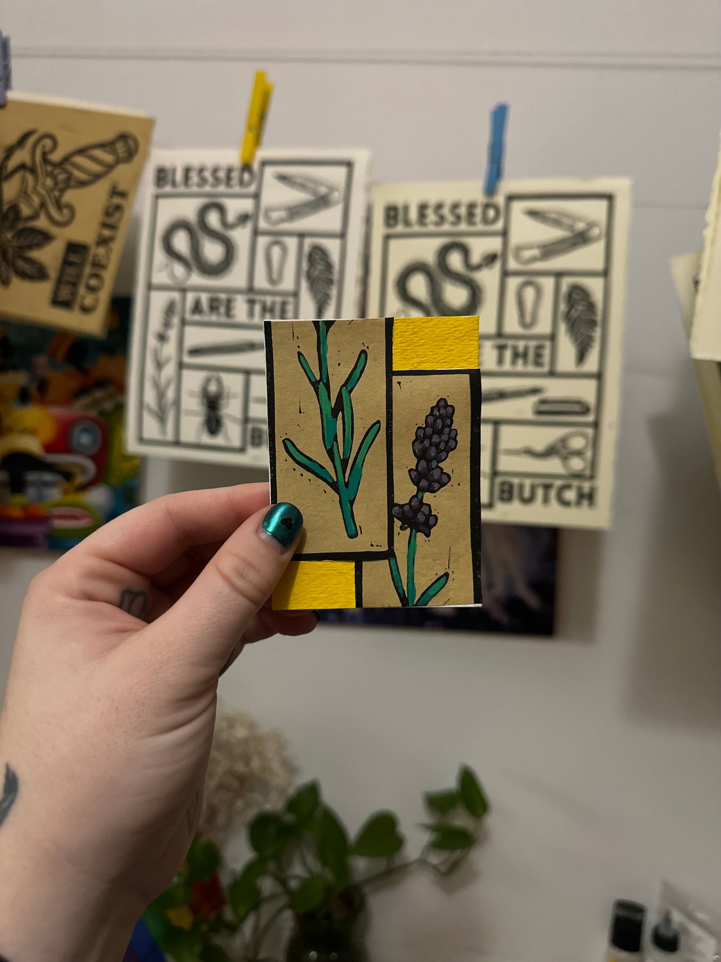 lavender nonbinary ATC/aceo