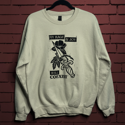 prairie rose linoprinted stone sweatshirt (m)