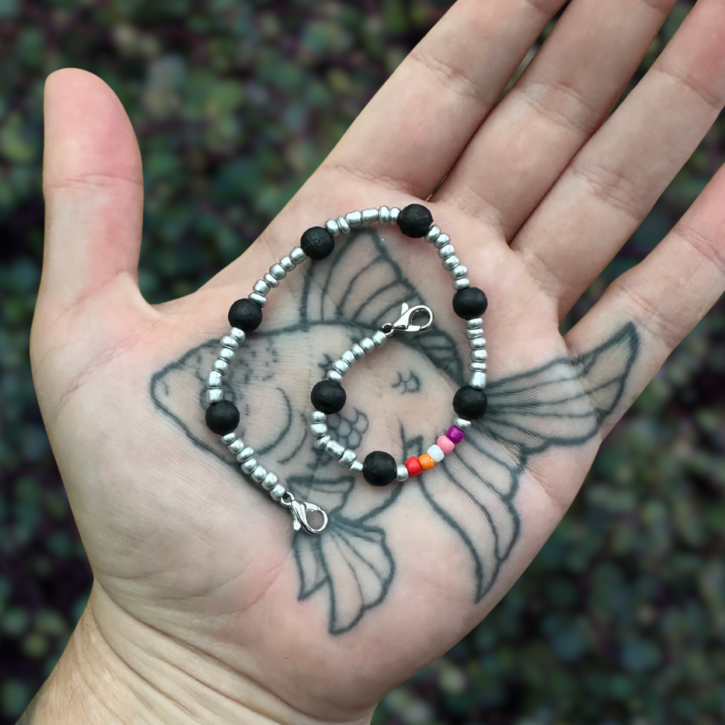 silver & black lesbian mask chain