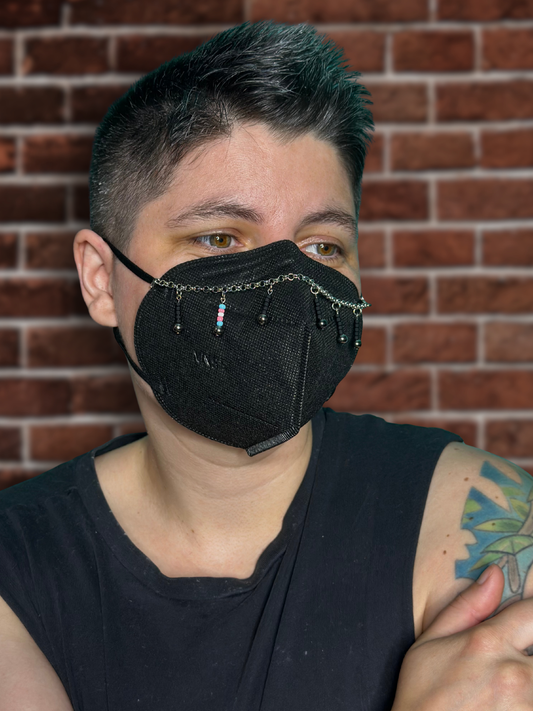 trans black & silver mask chain