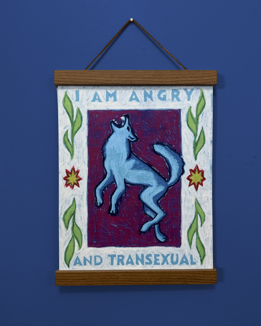 angry and transexual wax pastel wolf print