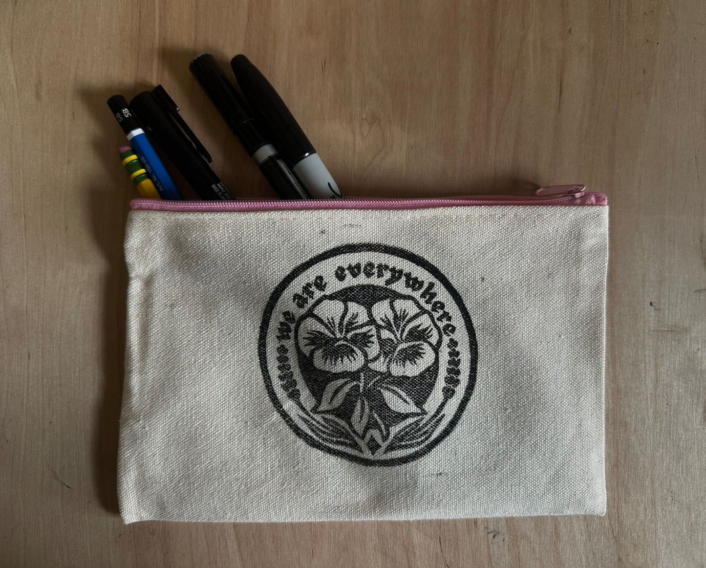 we are everywhere, pansy & lavender print pencil case