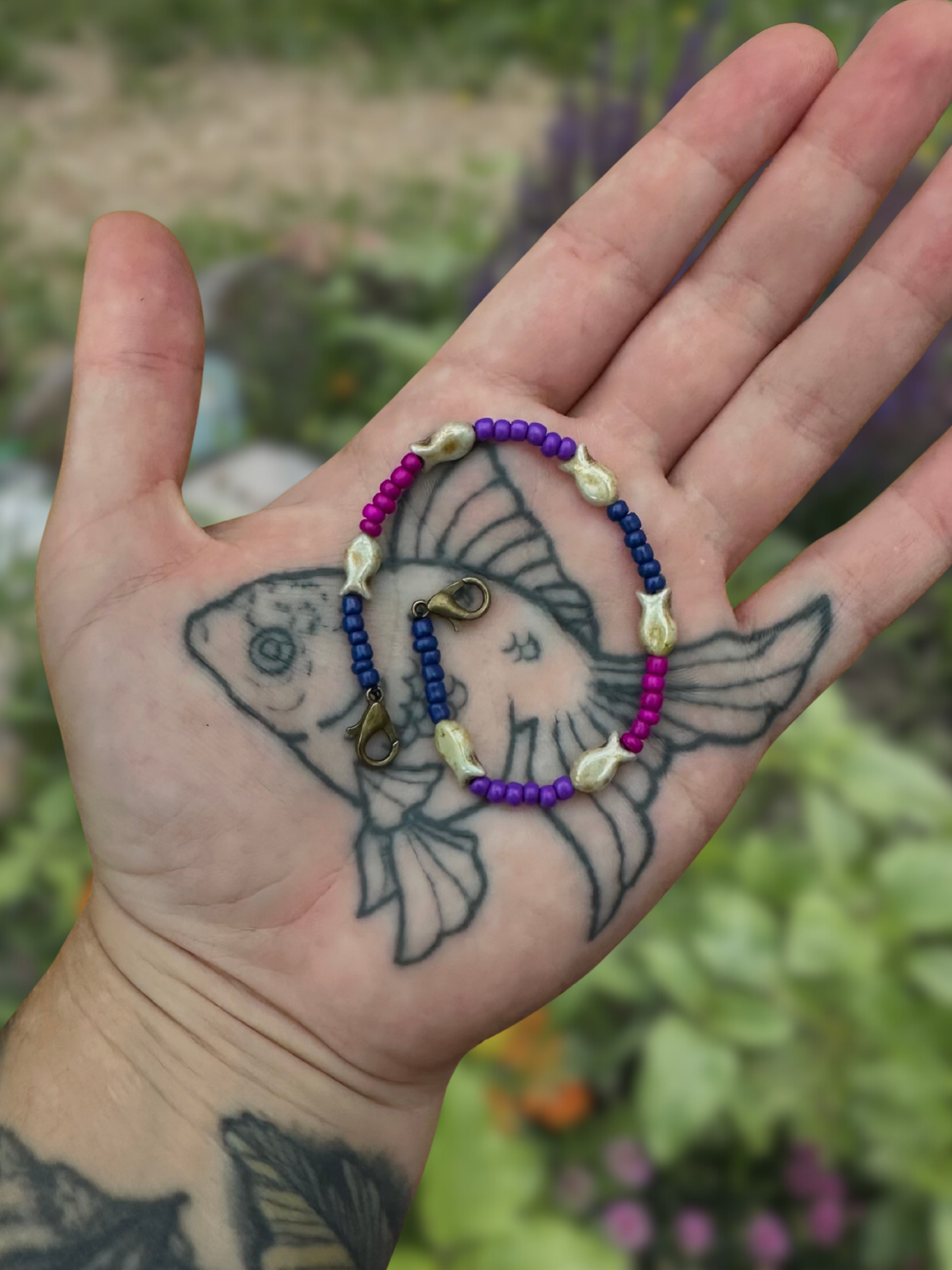 bi flag fishy beaded mask chain