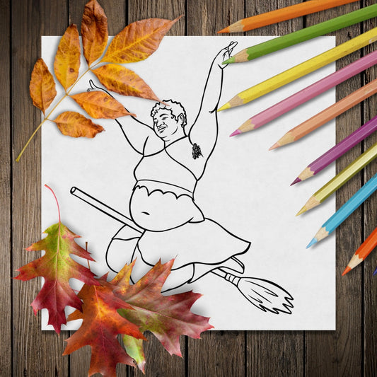 (free) queer chubby witch colouring page