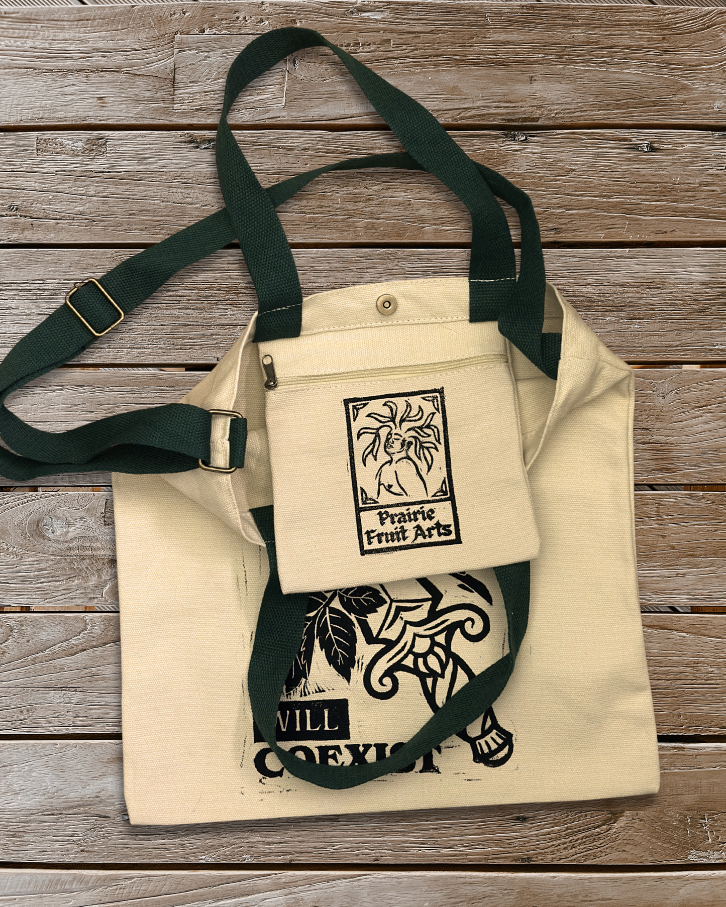 prairie rose - linoprinted perfect tote